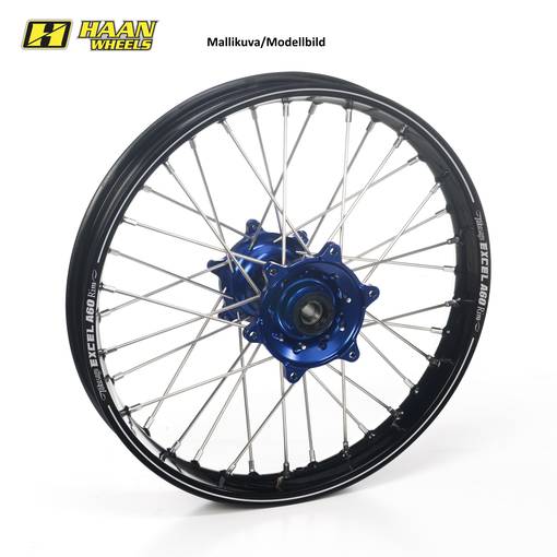 Haan wheel SX65 REAR 16-24 12-1,60 BLACK RIM/BLUE HUB/BLACK SPOKES/BLUE NIPPLES - Kompletta hjul - D256230 - 1