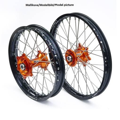 REX WHEELS 19-2,15 KTM ALL SX-F 95-12 SVART FÄLG/ORANGE NAV 20MM - Kompletta hjul - D114630 - 1