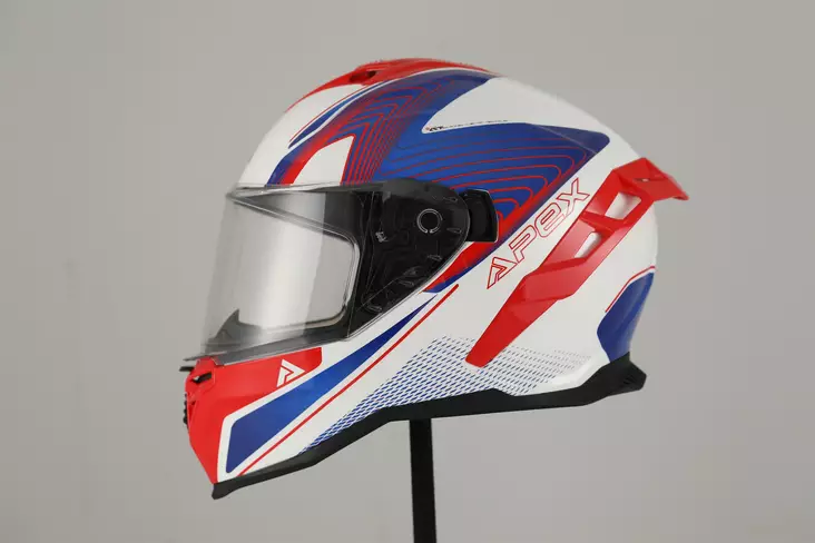 APEX Hjälm FI200 Madrid vit/röd/blå - Skoterhjälmar - D488400 - 1