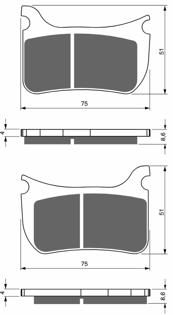 GOLDFREN Bromsbelägg 276 Ceramic carbon AD FOR BERINGER 4 pist - Bromsbelägg - D503950 - 1