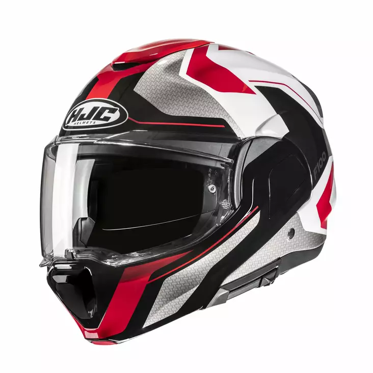 HJC Hjälm F100 Bios Svart/Vit/Röd MC1 - Skoterhjälmar - D484680 - 1