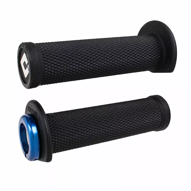 ODI (Single-Clamp) GRIPS RUFFIAN ATV/PWC - V2.1 L/O 125mm ¾ Flg Black w/Blue Cla - Handtag - D490380 - 1