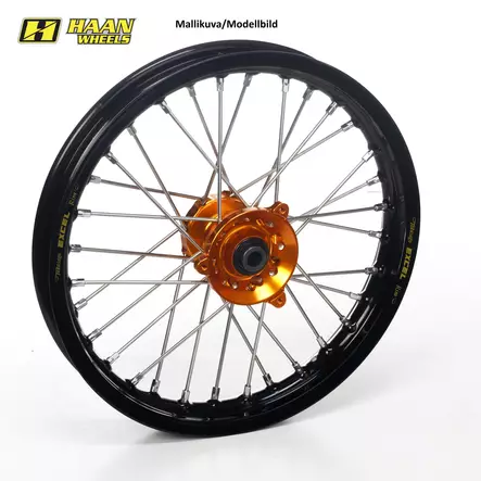 Haan wheel SX65 FRONT 25-.. 17-1,40 BLACK RIM/ORANGE HUB - Kompletta hjul - D526471 - 1