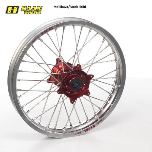 Haan wheel CRF250/450 95- 21-1,60 RED HUB/SILVER RIM/BLACK SPO/BLACK NIP - Kompletta hjul - D142451 - 1