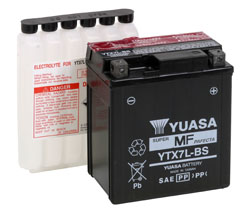 Yuasa Batteri, YTX7L-BS (CP) Inkl syra (5) - Batteri & Laddning - D2651 - 1