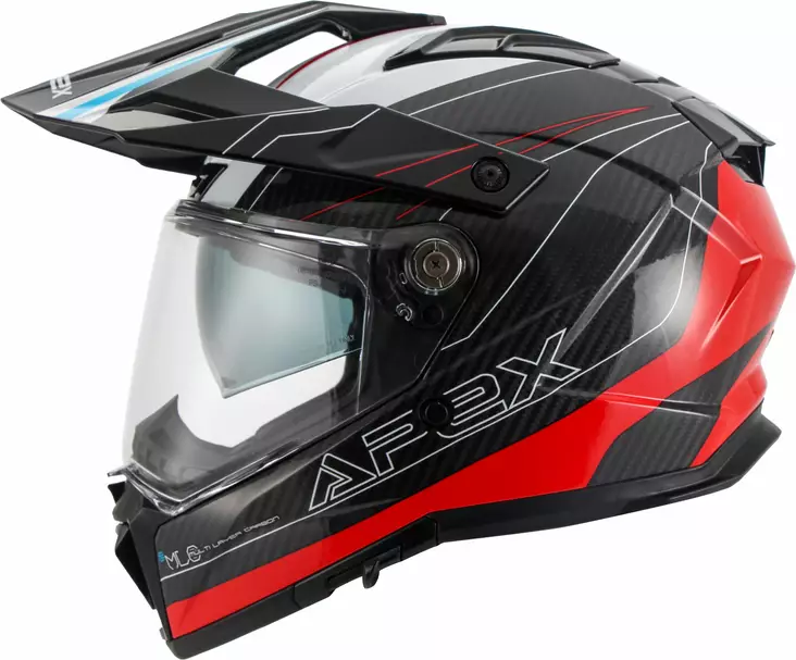 APEX Hjälm AC500 Carbon Sahara vit/röd/blå glansig - Skoterhjälmar - D488361 - 1