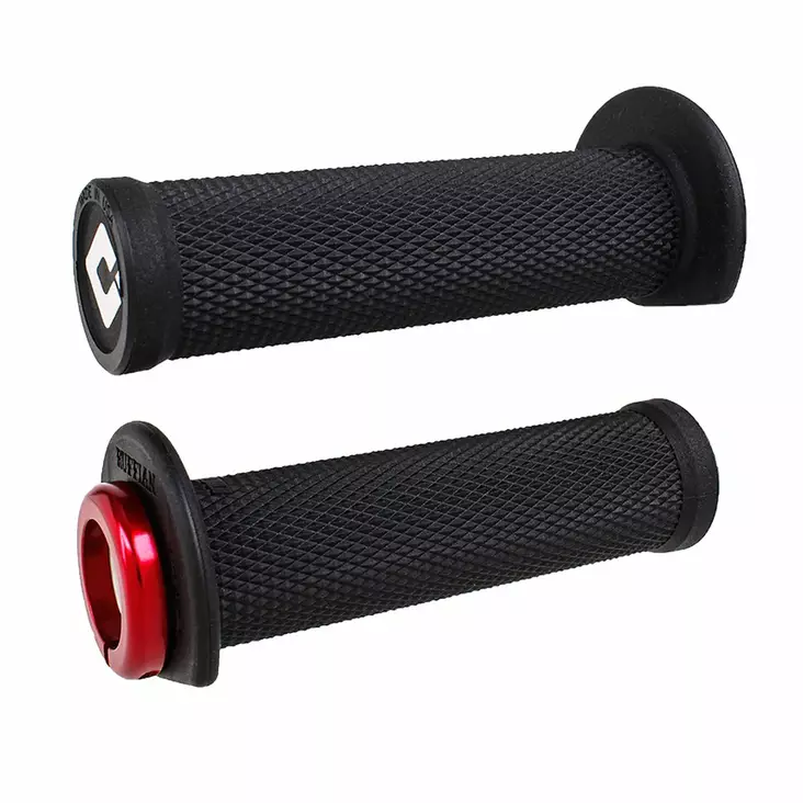 ODI (Single-Clamp) GRIPS RUFFIAN ATV/PWC - V2.1 L/O 125mm ¾ Flg Black w/Red Clam - Handtag - D490381 - 1