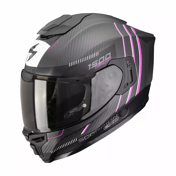 SCORPION Helmet EXO-1500 CARBON AIR ZITY Matt Black-Pink - Skoterhjälmar - D515021 - 1