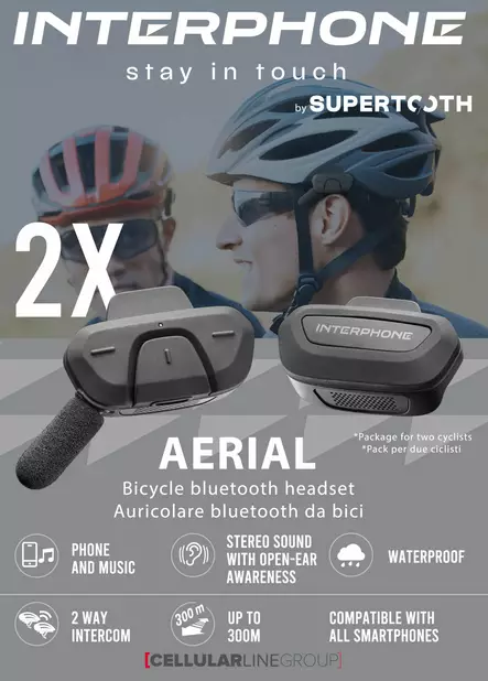 Interphone Aerial bicycle BT headset Twin Pack - Teknik - D520862 - 1