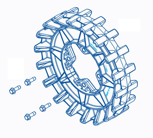 Camso Sprocket 18 teeth 4S, 4 bolt 3/8-16 x 1 1/4 - Reservdelar till bandsatser - D93422 - 1