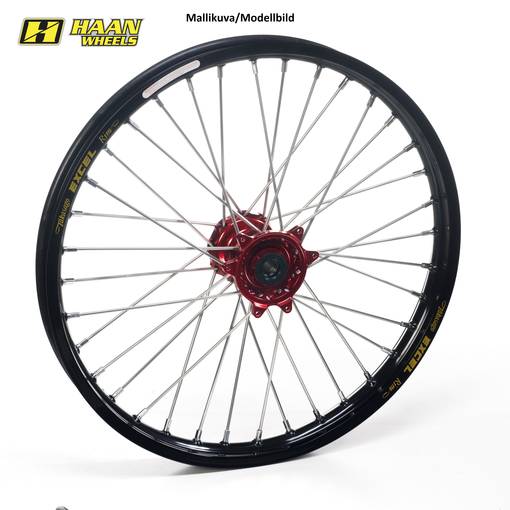 Haan wheel CR 125/250-CRF 250/ 450 95-13 21-1,60 RED HUB/BLACK RIM - Kompletta hjul - D33852 - 1