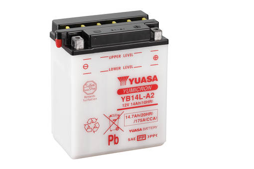 Yuasa Batteri, YB14L-A2 (CP) Inkl syra (4) - Batteri & Laddning - D2602 - 1