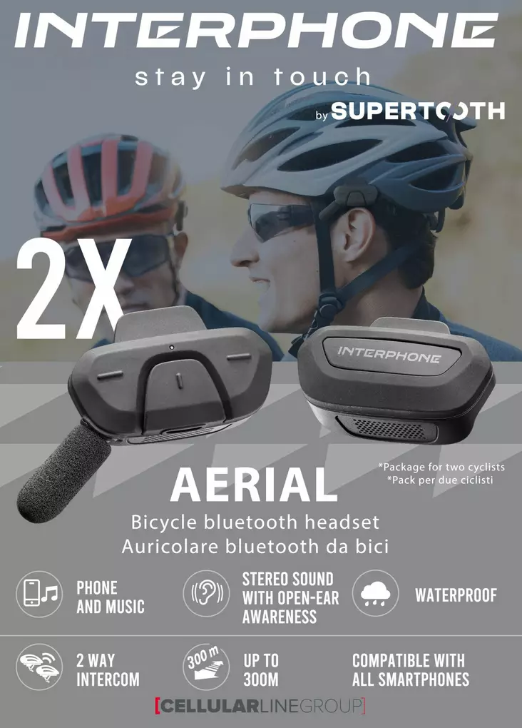 Interphone Aerial bicycle BT headset Twin Pack - Teknik - D520862 - 1
