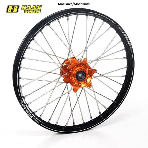 Haan wheel KTM SX/SX-F 15-.. EXC/F 16-.. 21-1,60 ORANGE HUB/BLACK A60 RIM - Kompletta hjul - D203163 - 1
