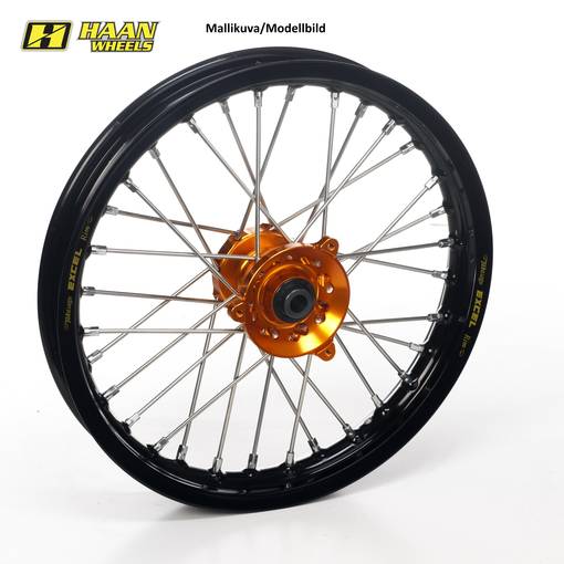 Haan wheel SX65 FRONT 02-24 17-1,40 BLACK RIM/ORANGE HUB - Kompletta hjul - D370033 - 1