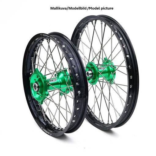 REX WHEELS 19-2,15 KX250/KXF450 03-.. SVART FÄLG/GREEN NAV 25MM - Kompletta hjul - D114633 - 1