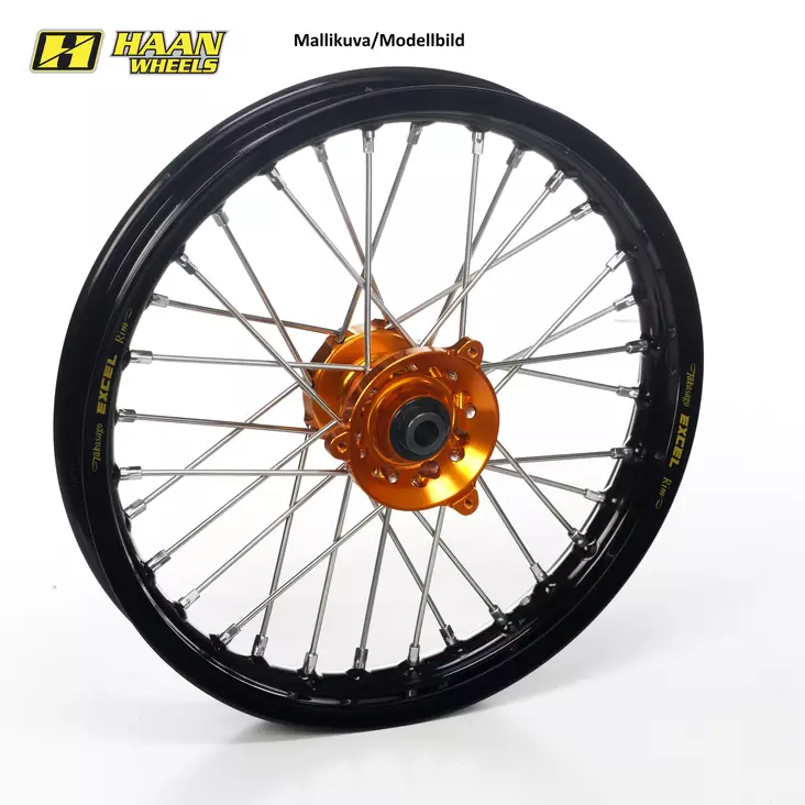 Haan wheel SX50 FRONT 24-.. 14-1,60 BLACK RIM/ORANGE HUB - Kompletta hjul - D526473 - 1