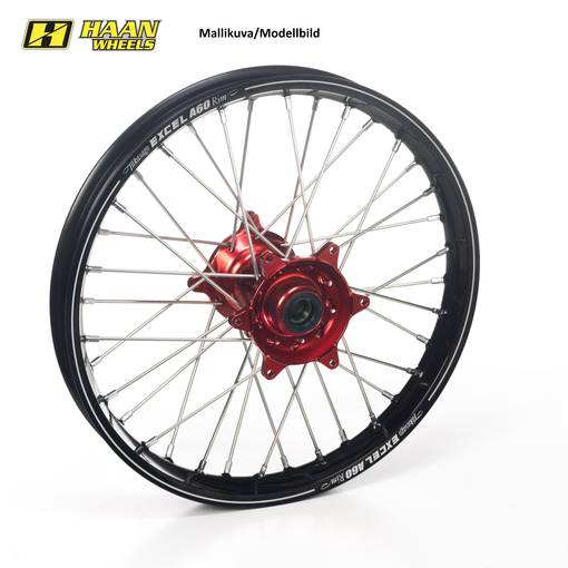 Haan wheel CRF250 14- 19-1,85 RED HUB/A60 RIM/BLACK SPOKES/RED NIPPLES - Kompletta hjul - D236524 - 1