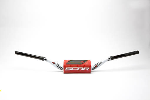 Scar Handlebar O² COLOR Ø28,6 (1 1/8”) - Villopoto/Stewart - WHITE Bar - RED Bar - Styren - D461474 - 1