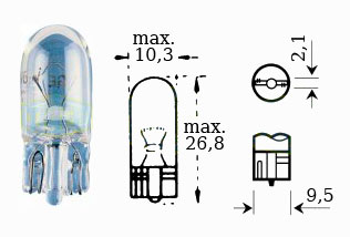 Glödlampa 12v 3w 2,1x9,5d - Glödlampor - D475634 - 1