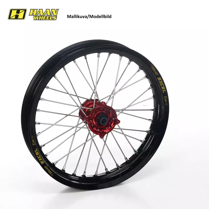 Haan wheel KTM SX/SX-F 15-.. MC/F EC/F 21-.. 21-1,60 RED HUB/BLACK RIM+NIP+SPOKE - Kompletta hjul - D504444 - 1