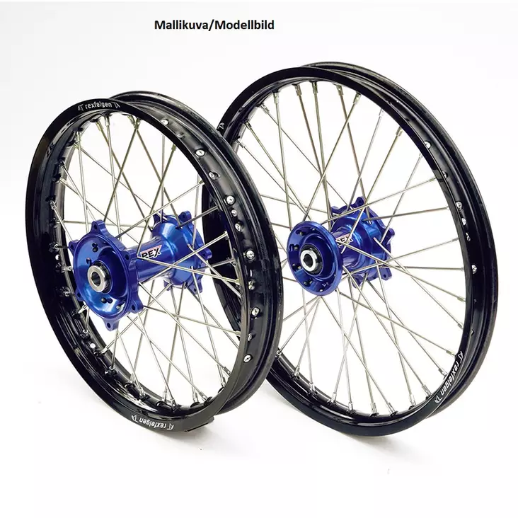 REX WHEELS 19-2,15 TC&FC 23-.. TE&FE 24-.. SVART FÄLG/BLÅ NAV 22MM - Kompletta hjul - D492454 - 1