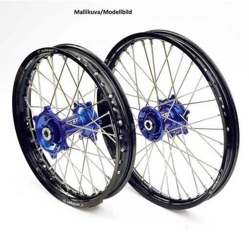 REX WHEELS 21-1,60 TE&FE 16-..,TC&FC 15-.. SVART FÄLG/BLÅ NAV 22MM - Kompletta hjul - D114655 - 1
