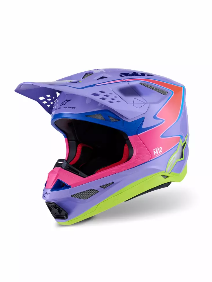 Alpinestars Hjälm S-M10 JL R01 Lila/Fluo Rosa/Fluo Gul - Skoterhjälmar - D494065 - 1