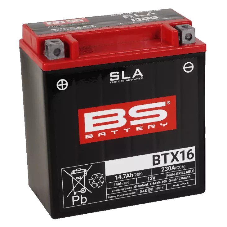 BS Battery BTX16 (FA) SLA - Sealed & Activated - Batteri & Laddning - D151295 - 1