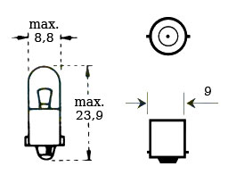 Glödlampa 12v 3w Ba 9s - Glödlampor - D475635 - 1