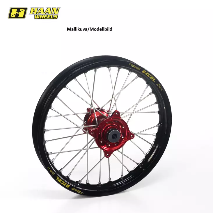 Haan wheel SX&SXF 23- 19-2,15 REDHUB/BLACK RIM+BLACK SPOKES AND NIPPLES - Kompletta hjul - D504445 - 1