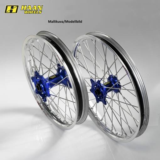 Haan wheel WR125/250/WRF250/426/450 99-13 17-3,50 SILVER RIM/BLUE HUB - Kompletta hjul - D337066 - 1