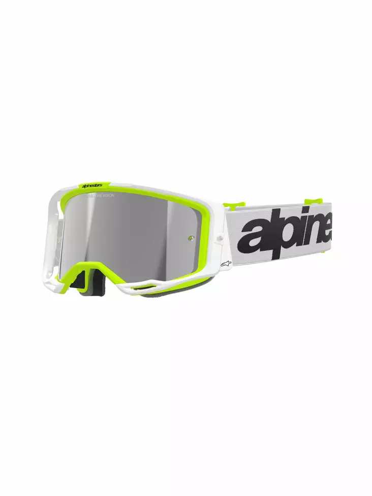 Alpinestars Goggle Vision 8 WORDMARK Vit/Gul Fluo/Spegel Silver - Goggles Onroad - D480706 - 1