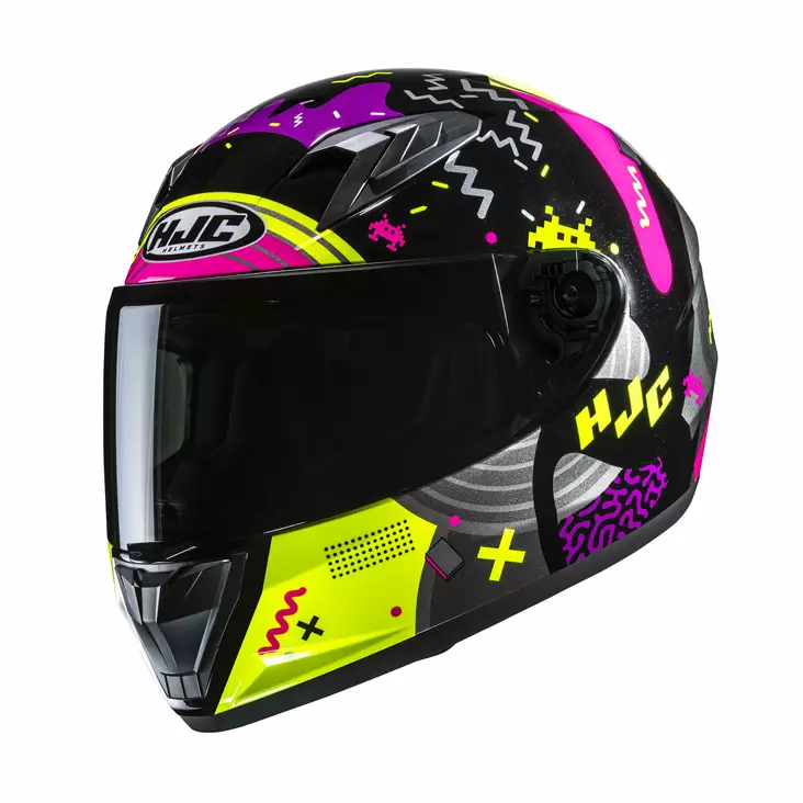 HJC Helmet Y10 Mika Junior Svart/Gul/Rosa MC3H - Skoterhjälmar - D509036 - 1
