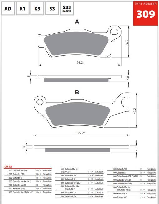 GOLDFREN Bromsbelägg 309 Ceramic Carbon AD - Bromsbelägg - D19327 - 1