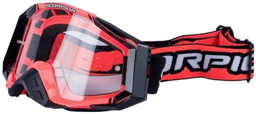 SCORPION Goggle svart/röd antifog klar - Goggles Onroad - D445767 - 1