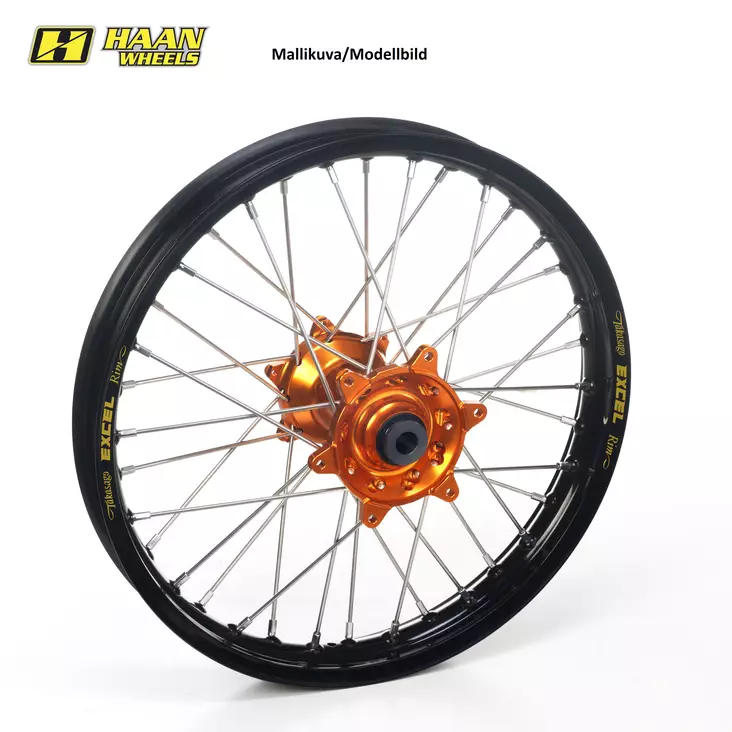 Haan wheel SX85 12- 17-1,40 BLACK RIM/ORANGE HUB - Kompletta hjul - D364507 - 1