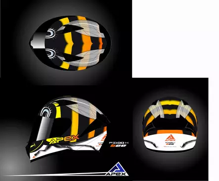 APEX Hjälm FI100 Bee glansig svart JNR - Skoterhjälmar - D488438 - 1