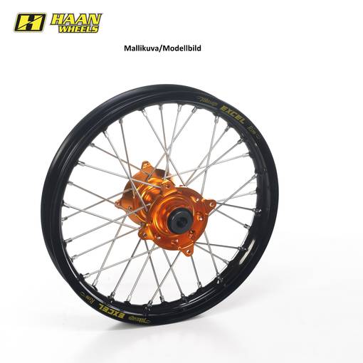 Haan wheel SX65 16- REAR 12-1,60 BLACK RIM/ORANGE HUB - Kompletta hjul - D236528 - 1