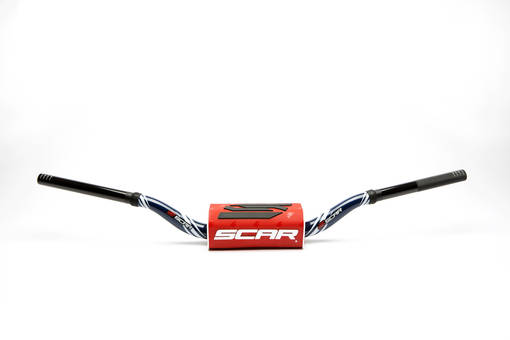 Scar Handlebar O² COLOR Ø28,6 (1 1/8”) - Villopoto/Stewart - DARK BLUE Bar - RED - Styren - D461458 - 1