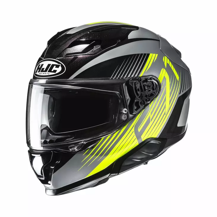 HJC Helmet F71 Catos Svart/Grå/Fluo Gul MC3H - Skoterhjälmar - D508708 - 1