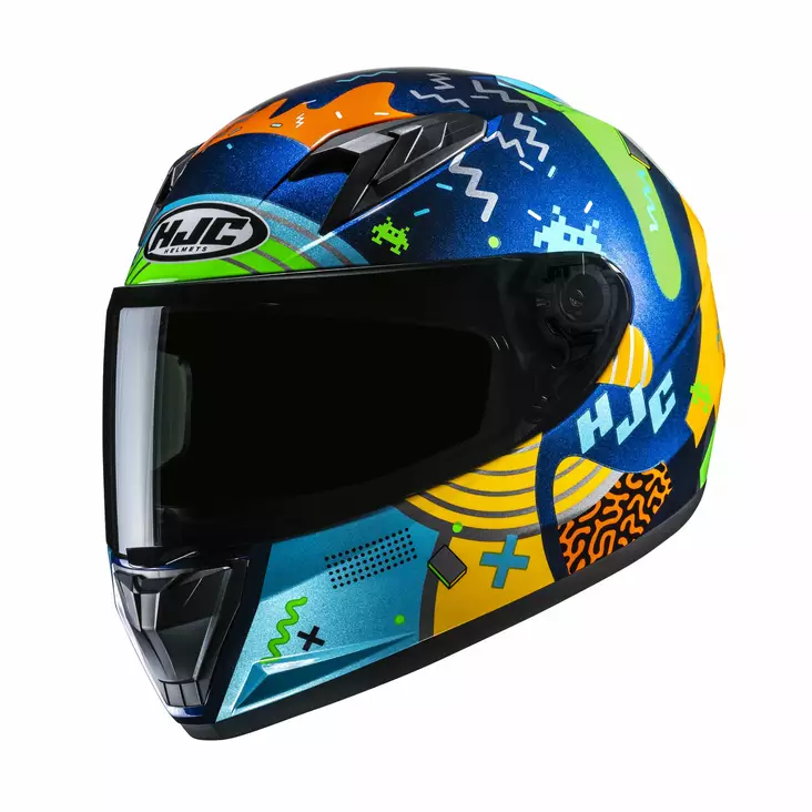 HJC Helmet Y10 Mika Junior Blå/Grön MC23SF - Skoterhjälmar - D509038 - 1