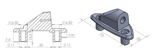 Puig Adapter Right Side For Fairing Daytona 675 - Bultar & Bultserier - D186539 - 1