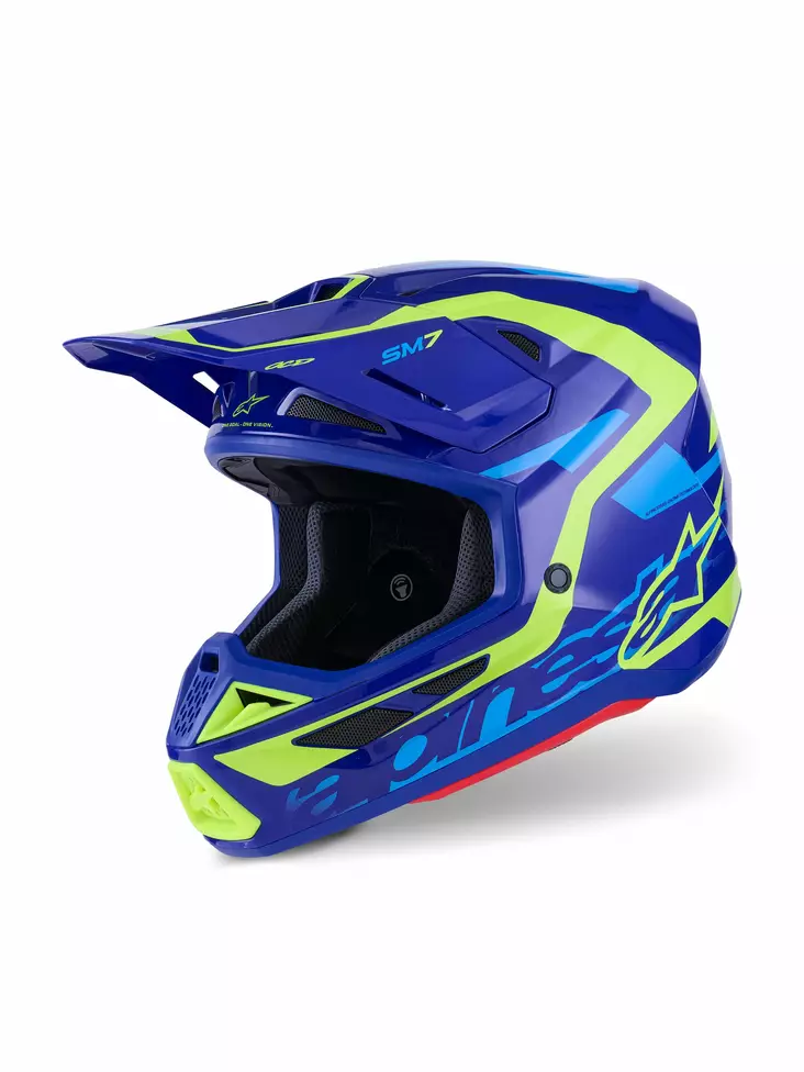 Alpinestars Hjälm S-M7 Deed Blå/Fluo Gul - Skoterhjälmar - D494059 - 1
