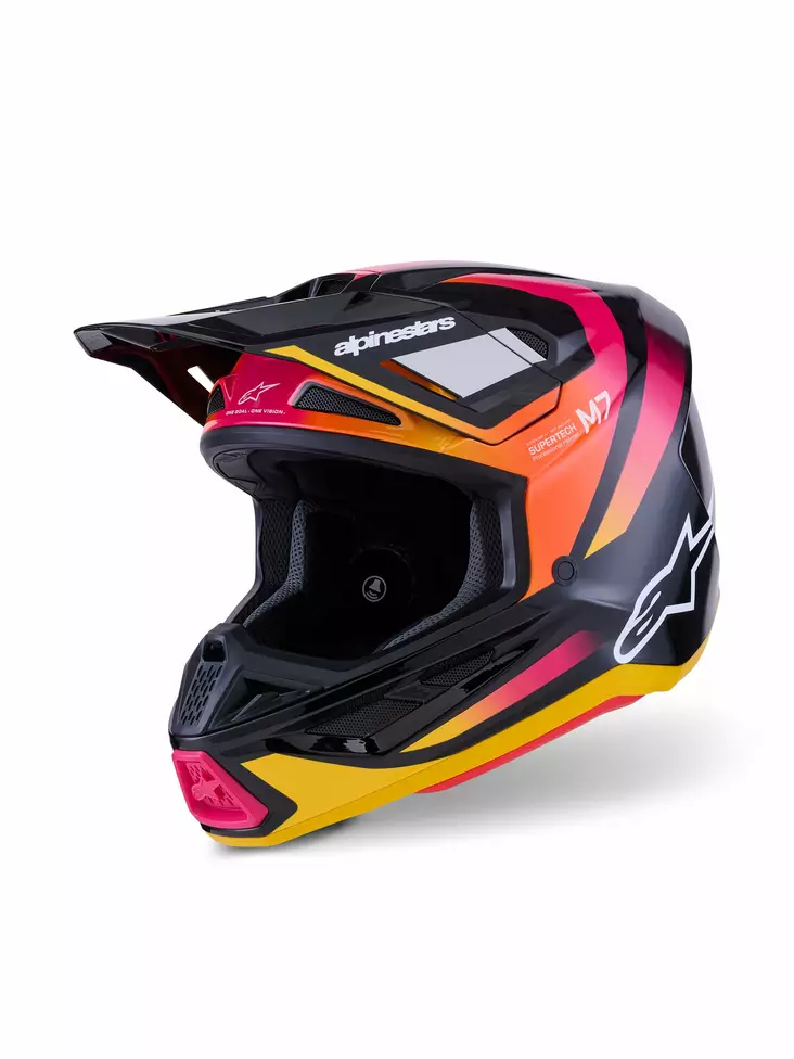 Alpinestars Hjälm S-M7 Rise Svart/Gul/Rosa - Skoterhjälmar - D494049 - 1