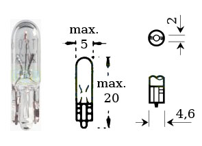 Glödlampa 12v 1,2w w 2x4,6d - Glödlampor - D475619 - 0